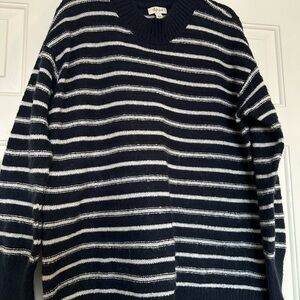 Style & Co. Navy and White Striped Crewneck Sweater